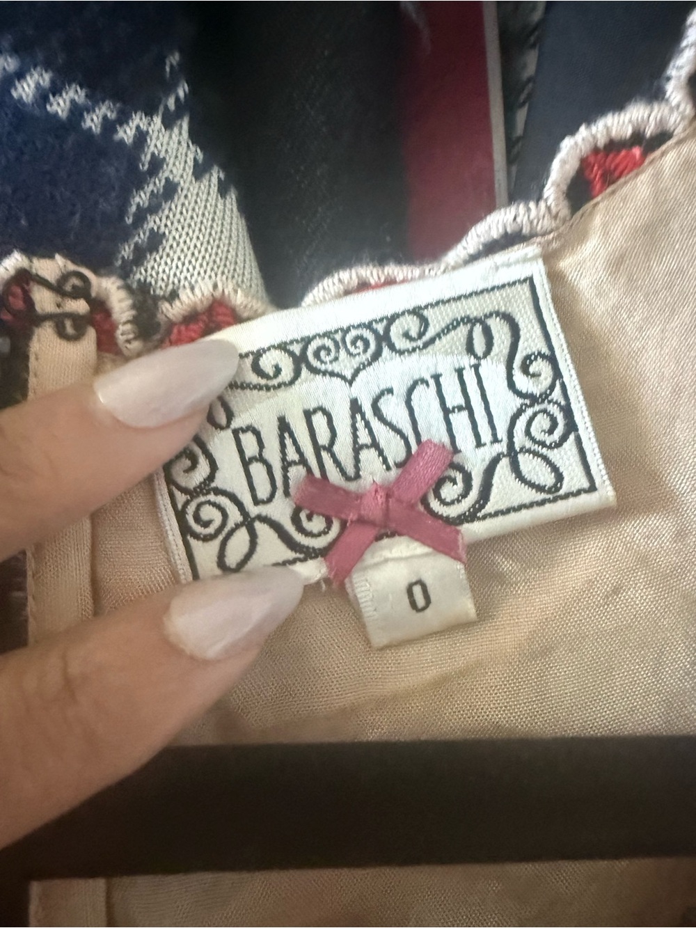 Yoana Baraschi Black Mini Dress with Pink and Cream Floral Embroidery - Picture 5 of 5